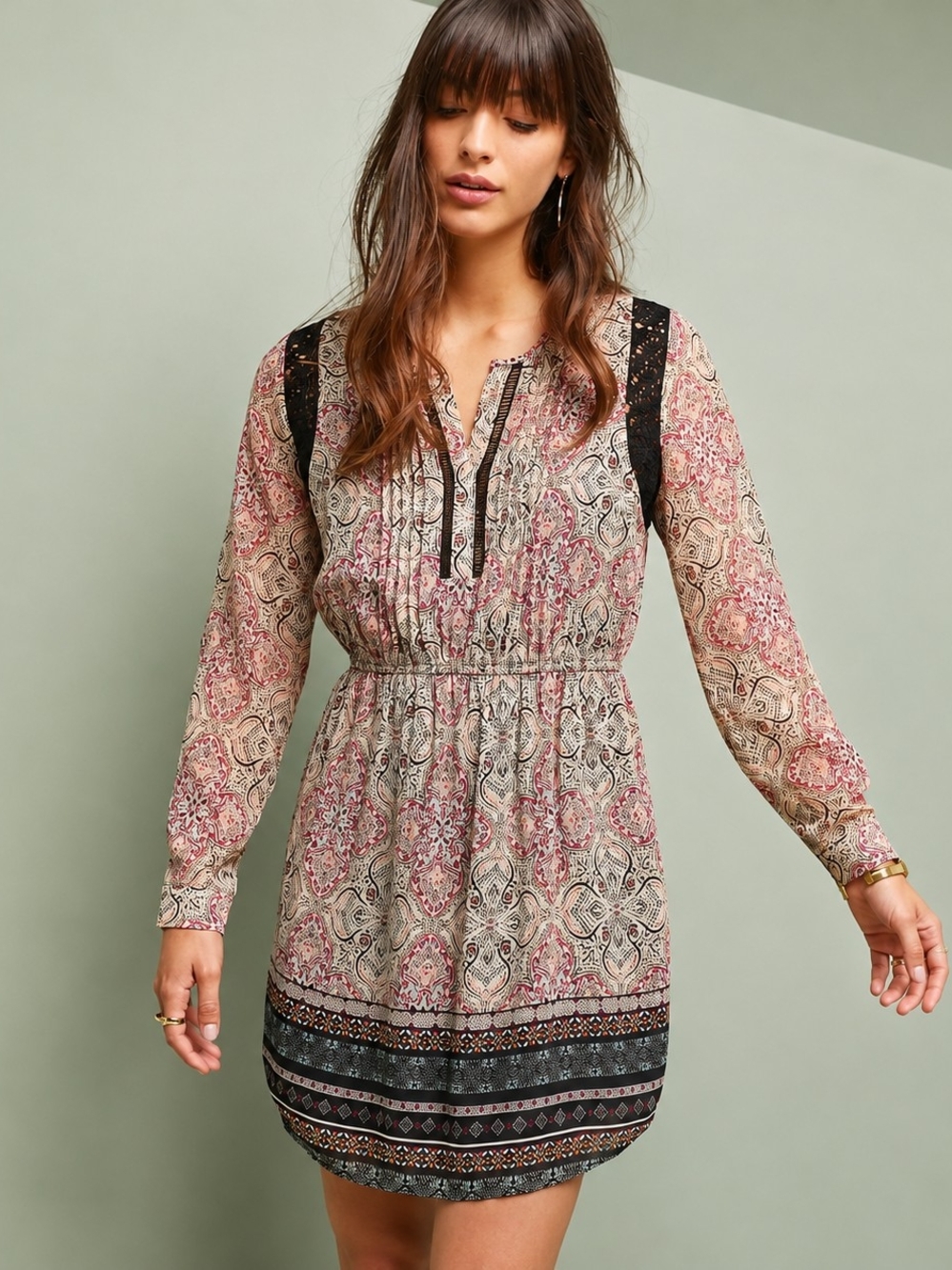 Maeve Anthropologie Phoenicia Dress Medium Petite MP Boho Festival Romantic 